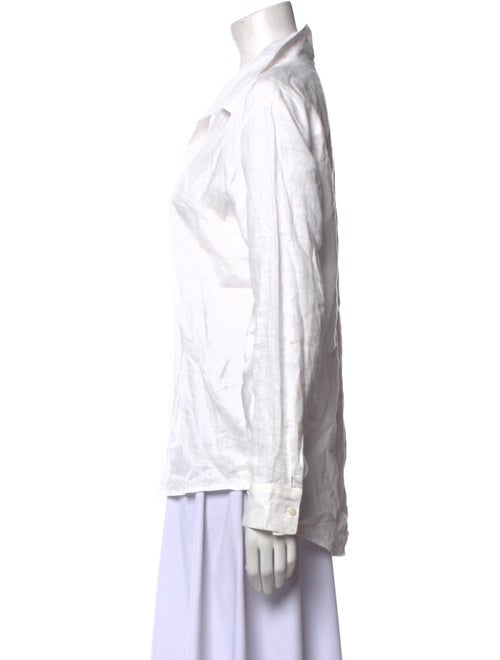 Pour Les Femmes Linen Long Sleeve Button-Up Top
