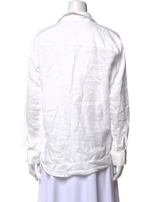Pour Les Femmes Linen Long Sleeve Button-Up Top