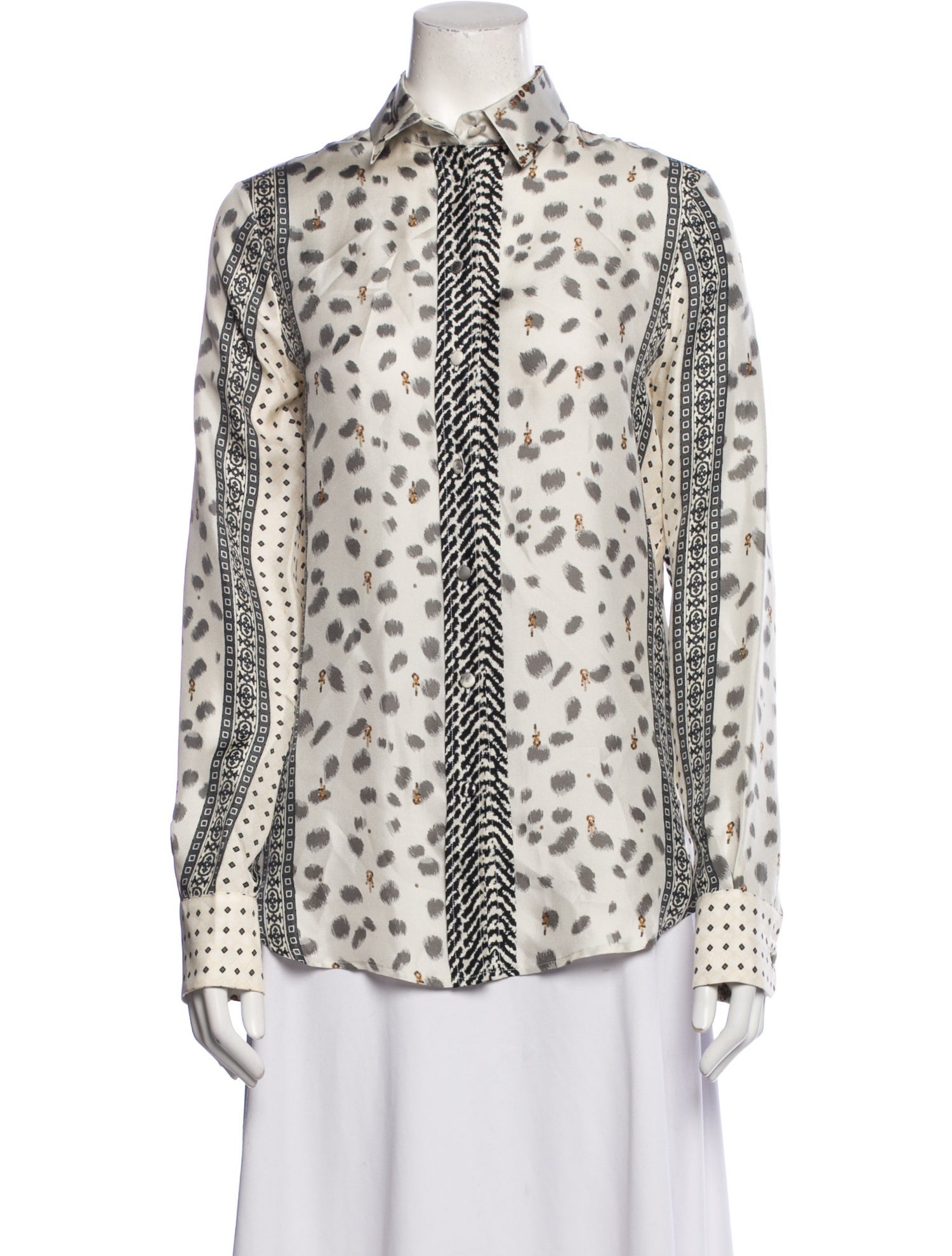 Pierre-Louis Mascia Silk Animal Print Button-Up Top