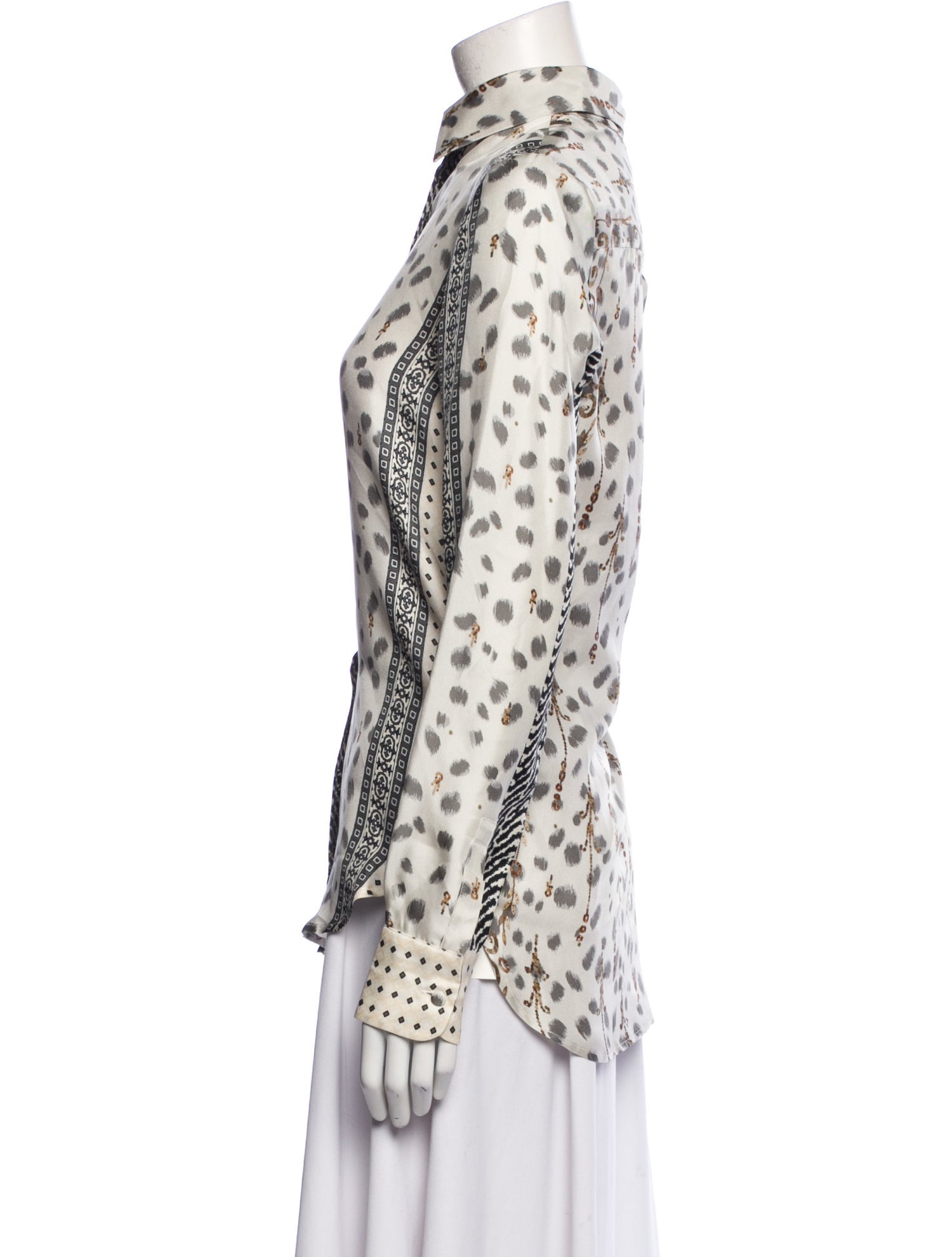 Pierre-Louis Mascia Silk Animal Print Button-Up Top