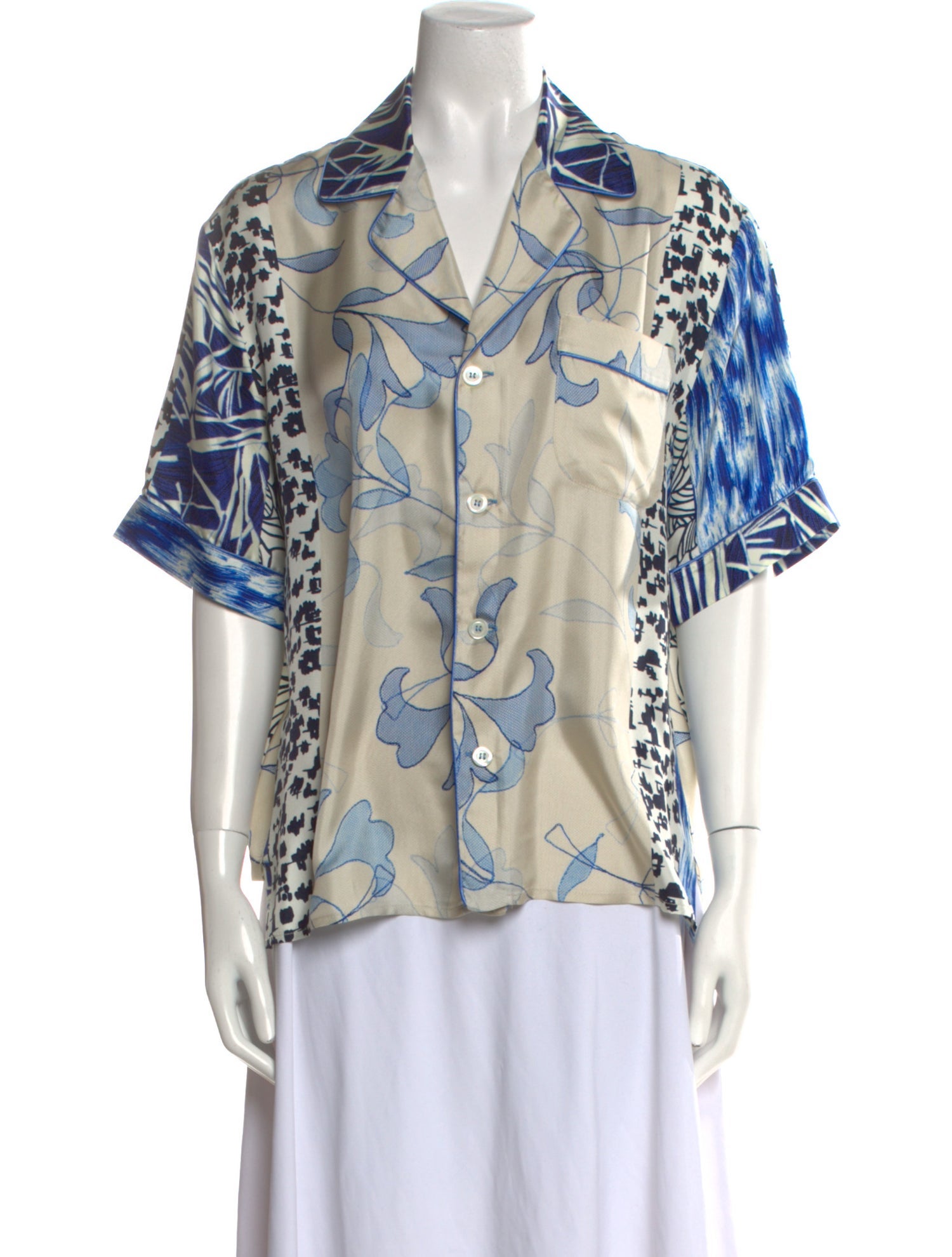 Pierre-Louis Mascia Silk Printed Button-Up Top