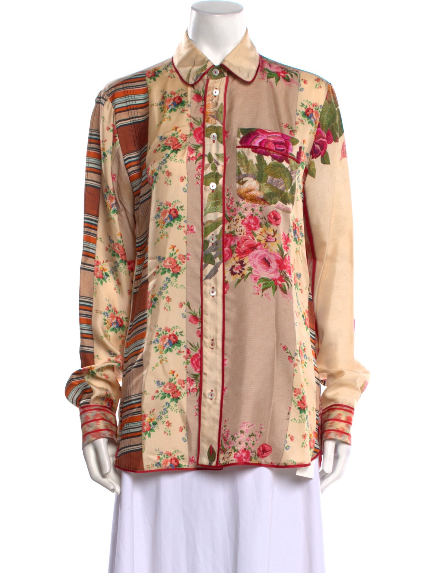 Pierre-Louis Mascia Silk Floral Print Button-Up Top