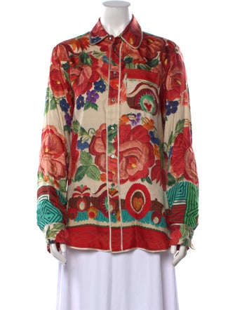 Pierre-Louis Mascia Silk Printed Button-Up Top