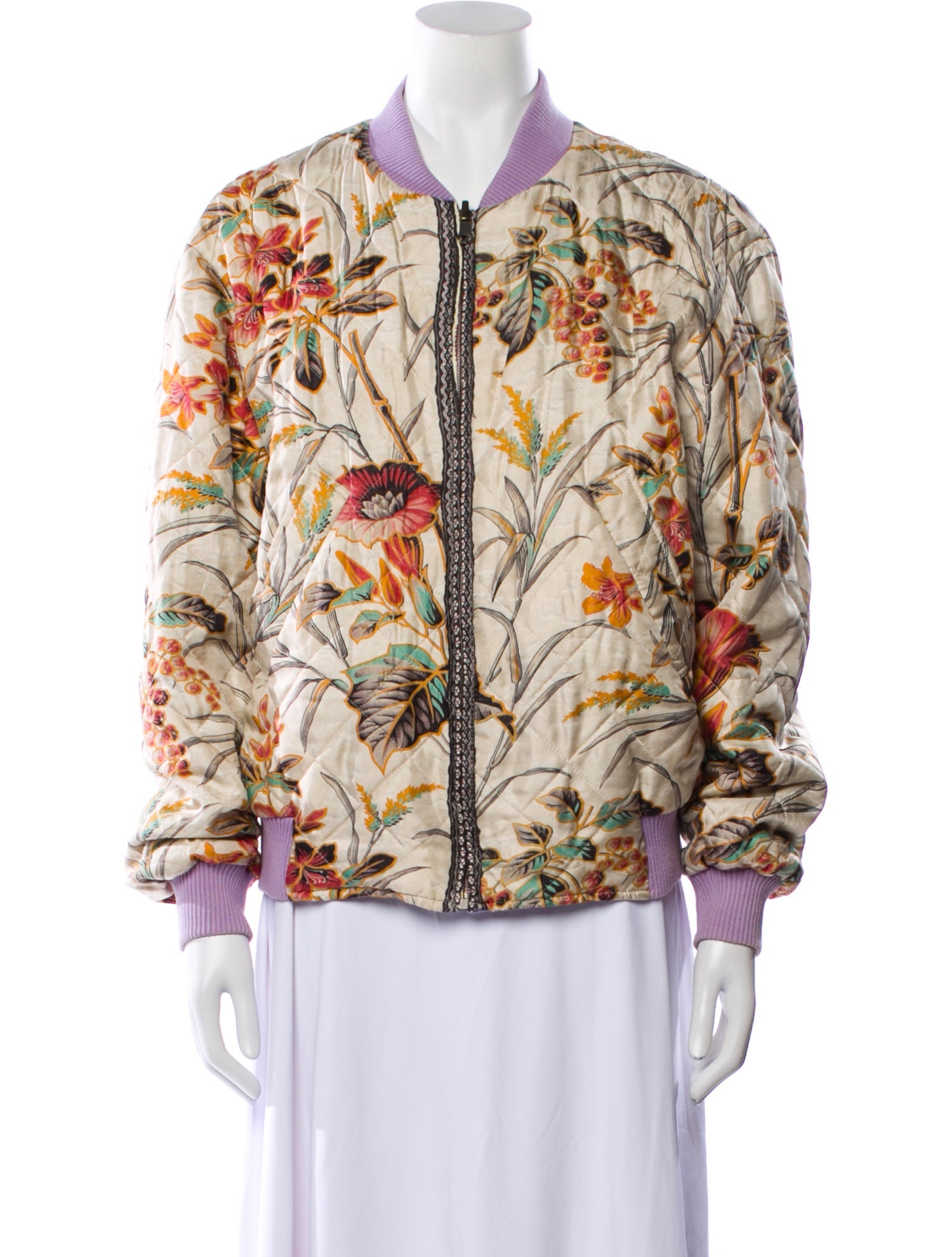 Pierre-Louis Mascia Silk Floral Print Bomber Jacket