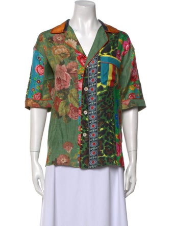 Pierre-Louis Mascia Silk Floral Print Button-Up Top