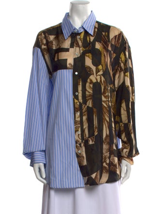 Pierre-Louis Mascia Printed Long Sleeve Button-Up Top