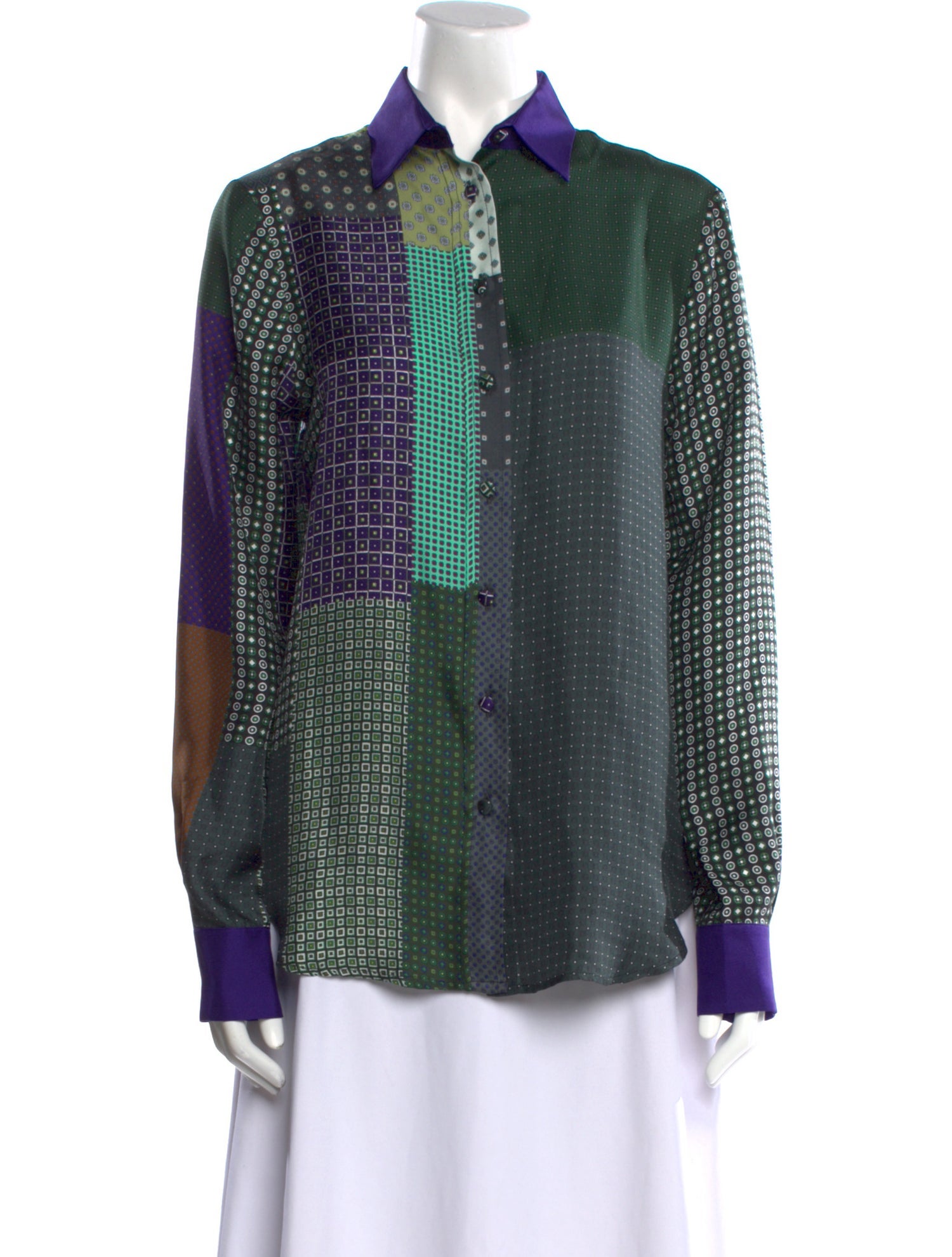 Pierre-Louis Mascia Silk Polka Dot Print Button-Up Top