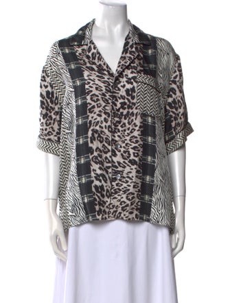Pierre-Louis Mascia Silk Animal Print Button-Up Top