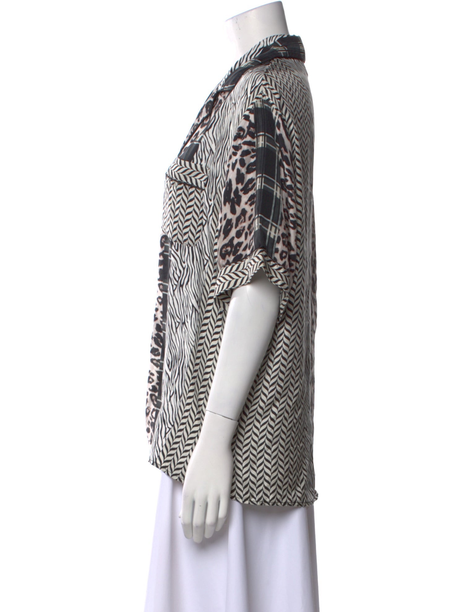 Pierre-Louis Mascia Silk Animal Print Button-Up Top