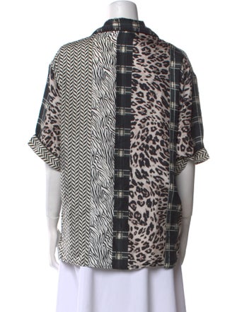Pierre-Louis Mascia Silk Animal Print Button-Up Top