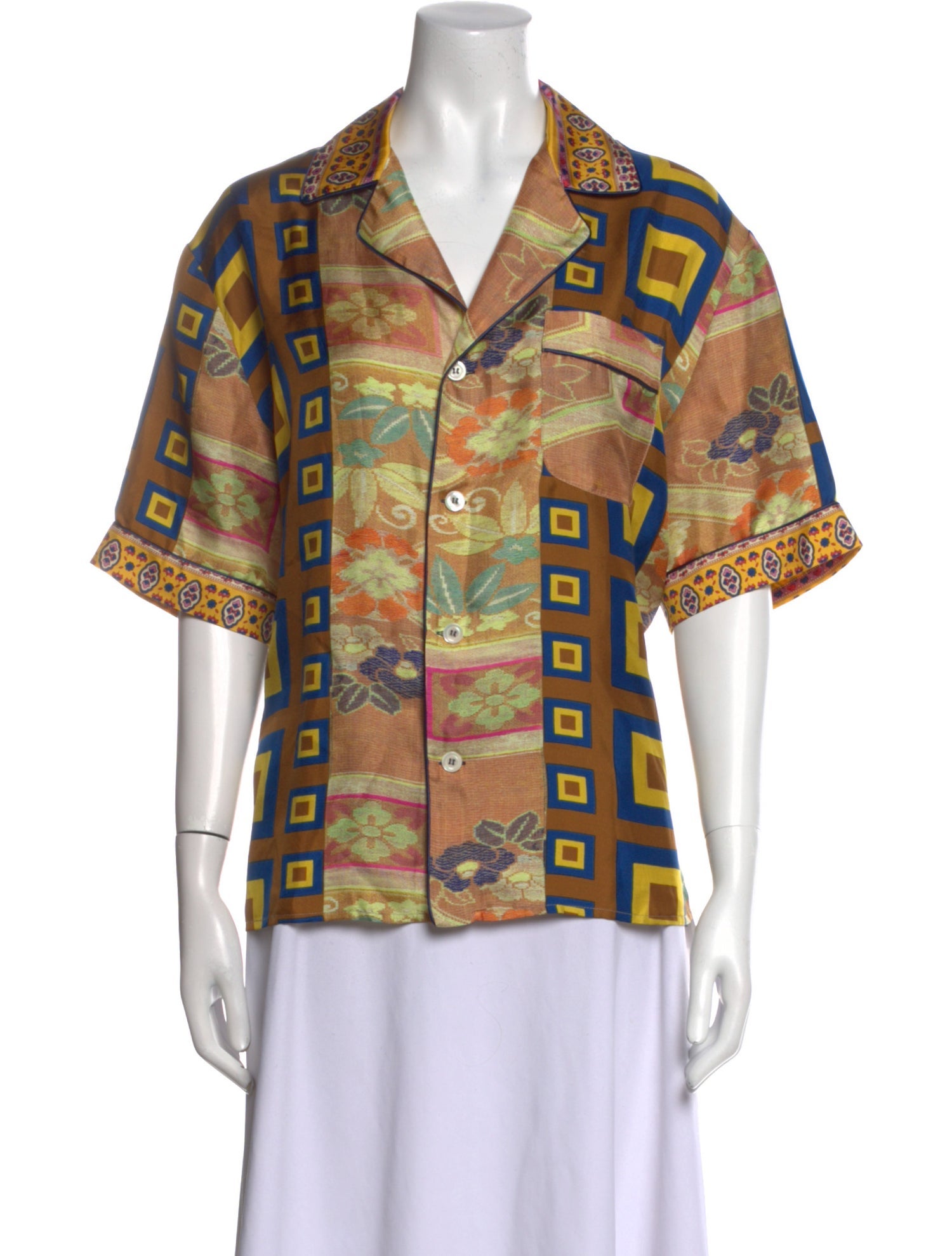 Pierre-Louis Mascia Silk Printed Button-Up Top