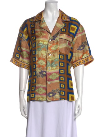 Pierre-Louis Mascia Silk Printed Button-Up Top