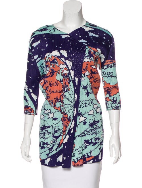 Pleats Please Issey Miyake World Map Plissé Top
