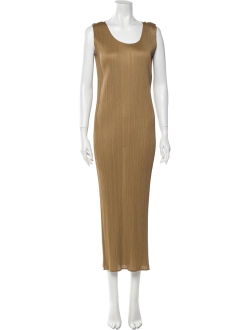 Pleats Please Issey Miyake Scoop Neck Long Dress