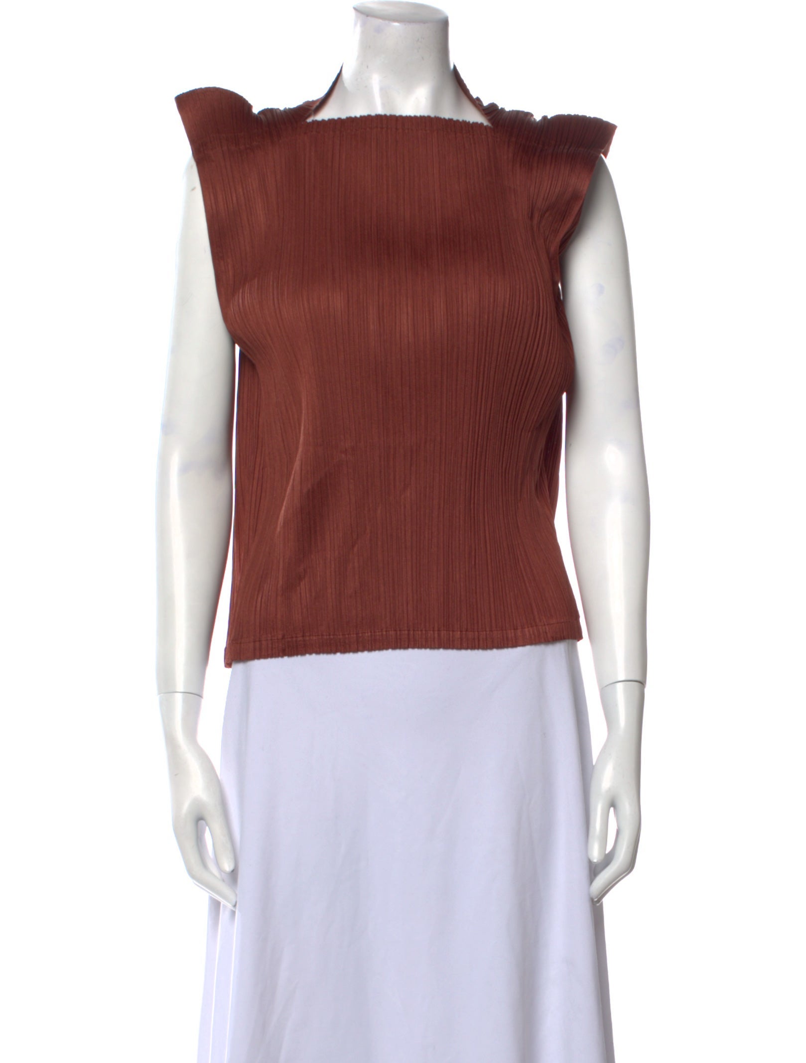ISSEY MIYAKE All-over print, glitter, pleated, front button, sleeveless one piece IM74-FH912 Brown M main image 0