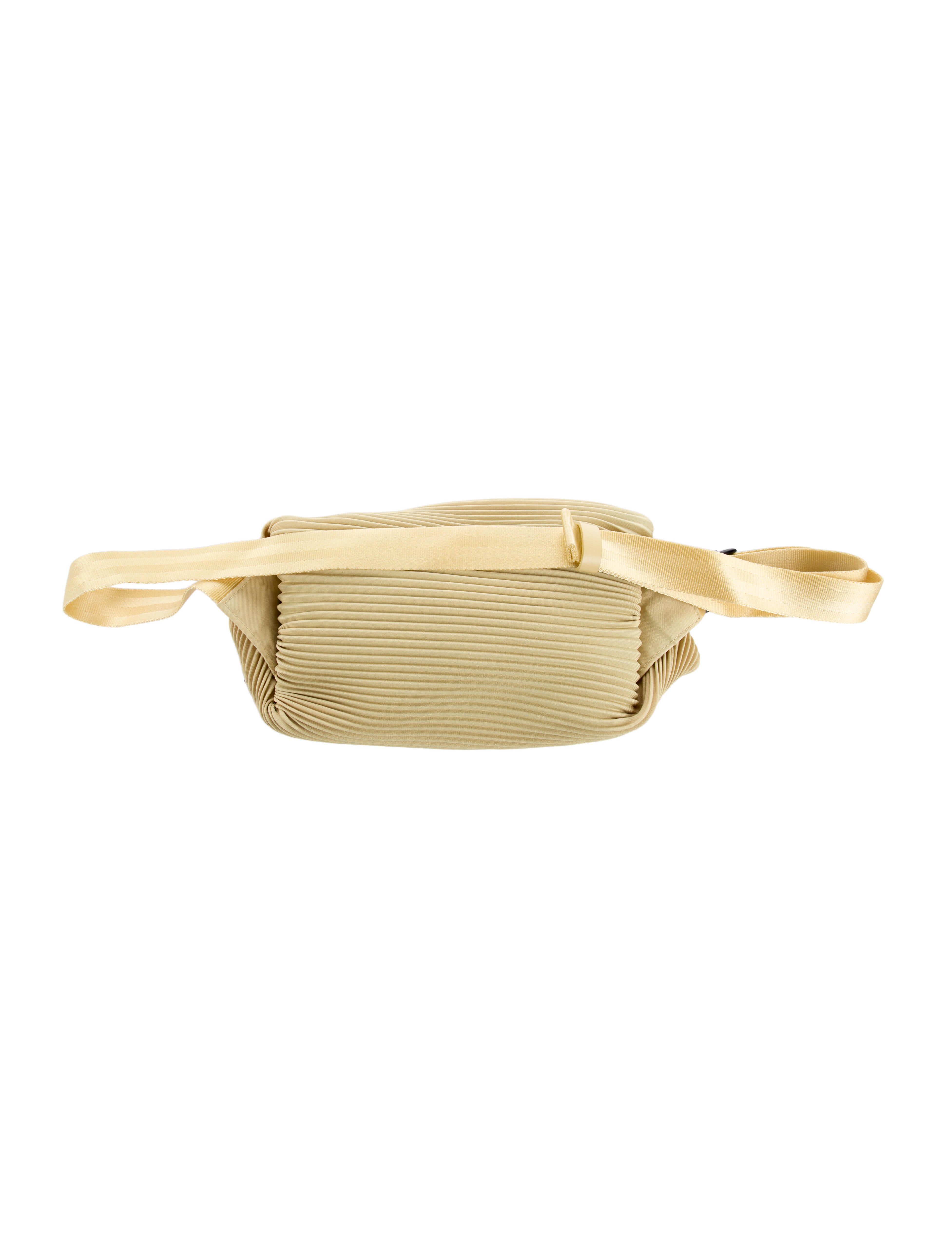Pleats Please Issey Miyake Pleated Leather Trim Waist Bag - Yellow 
