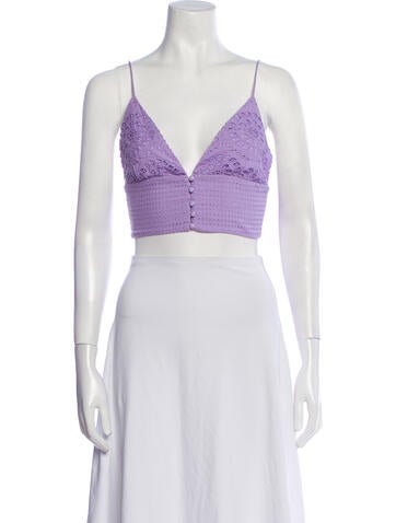 Alice + Olivia Tops V-Neck Sleeveless Crop Top S
