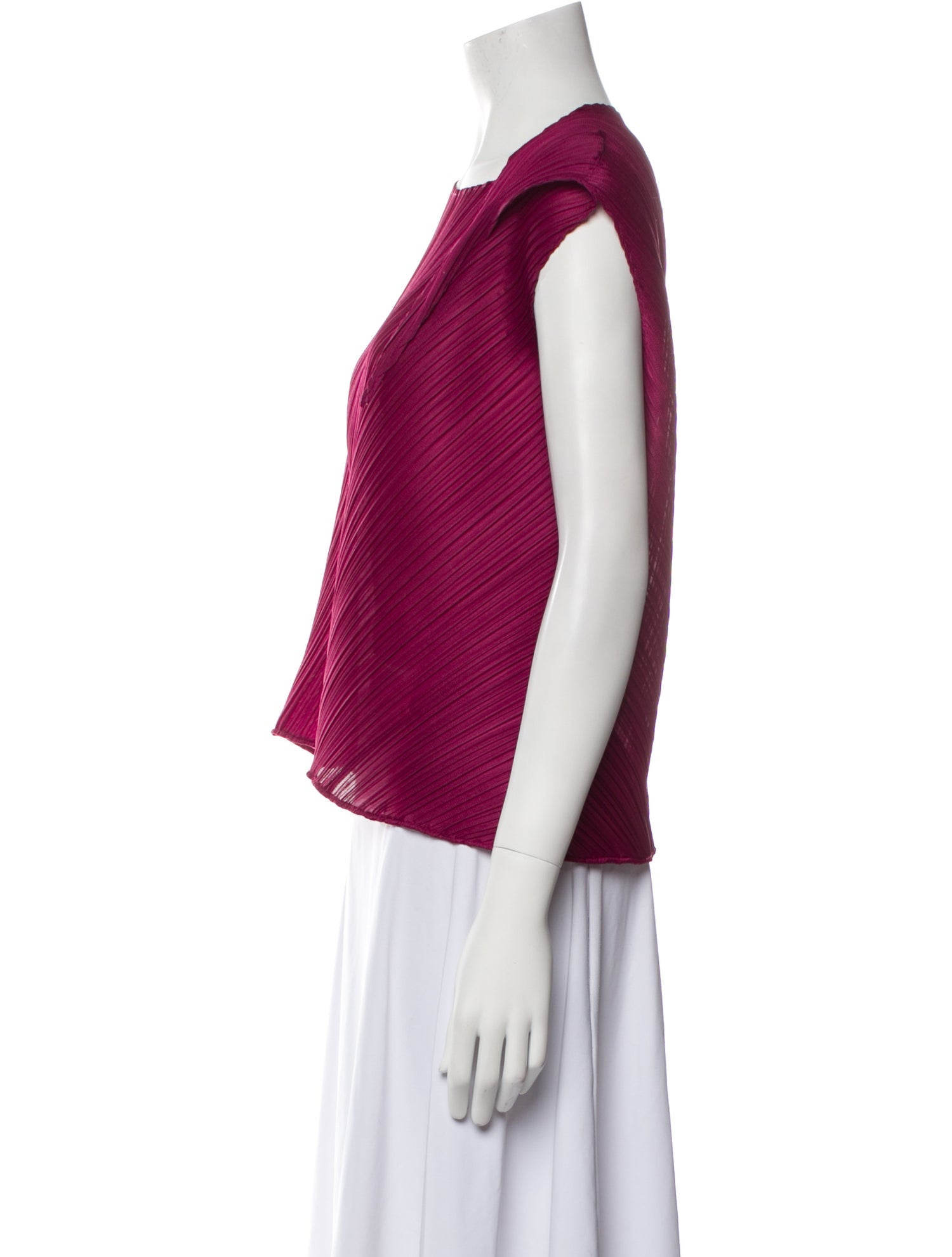 Pleats Please Issey Miyake Asymmetrical Sleeveless Top