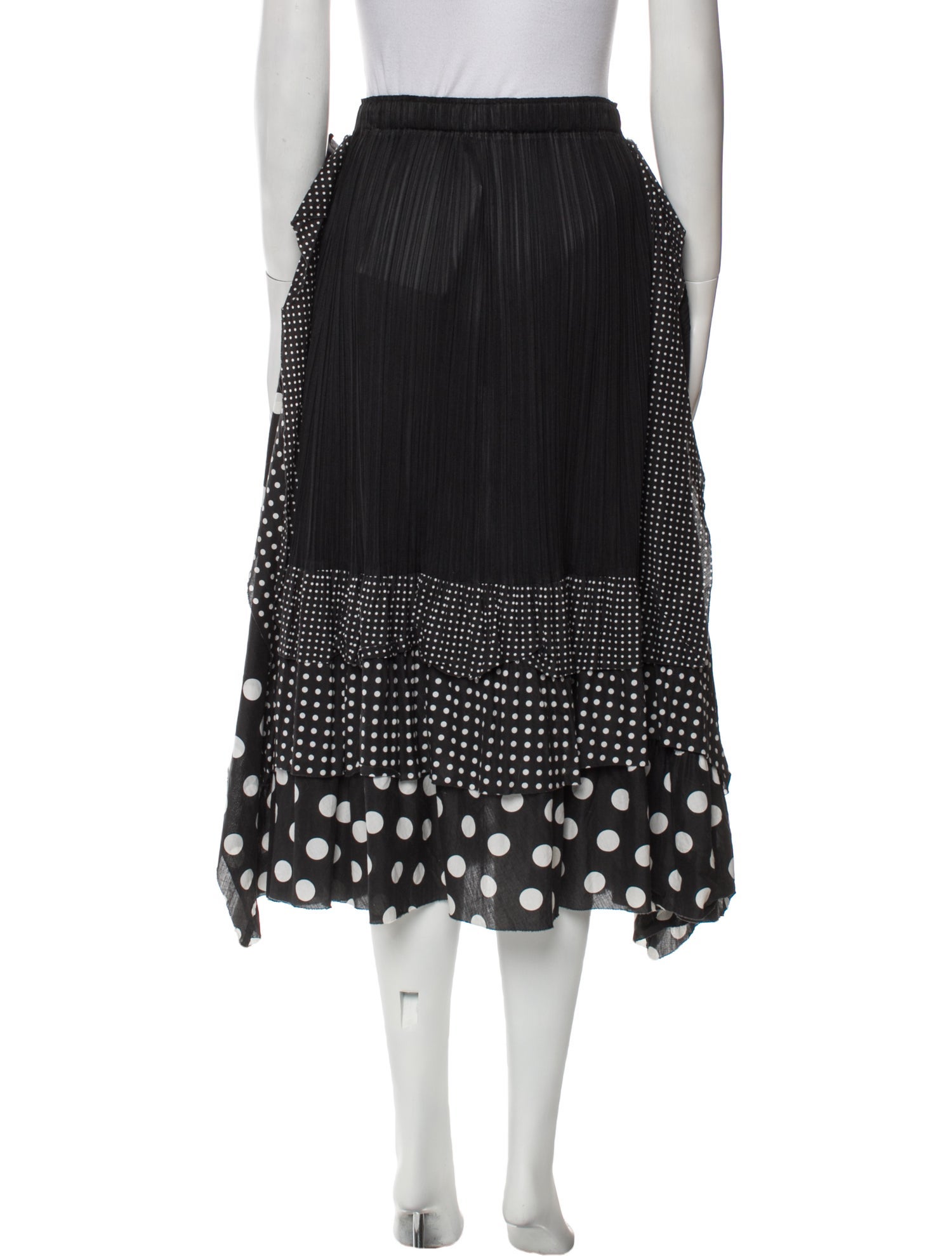 Pleats Please Issey Miyake Polka Dot Print Midi Length Skirt