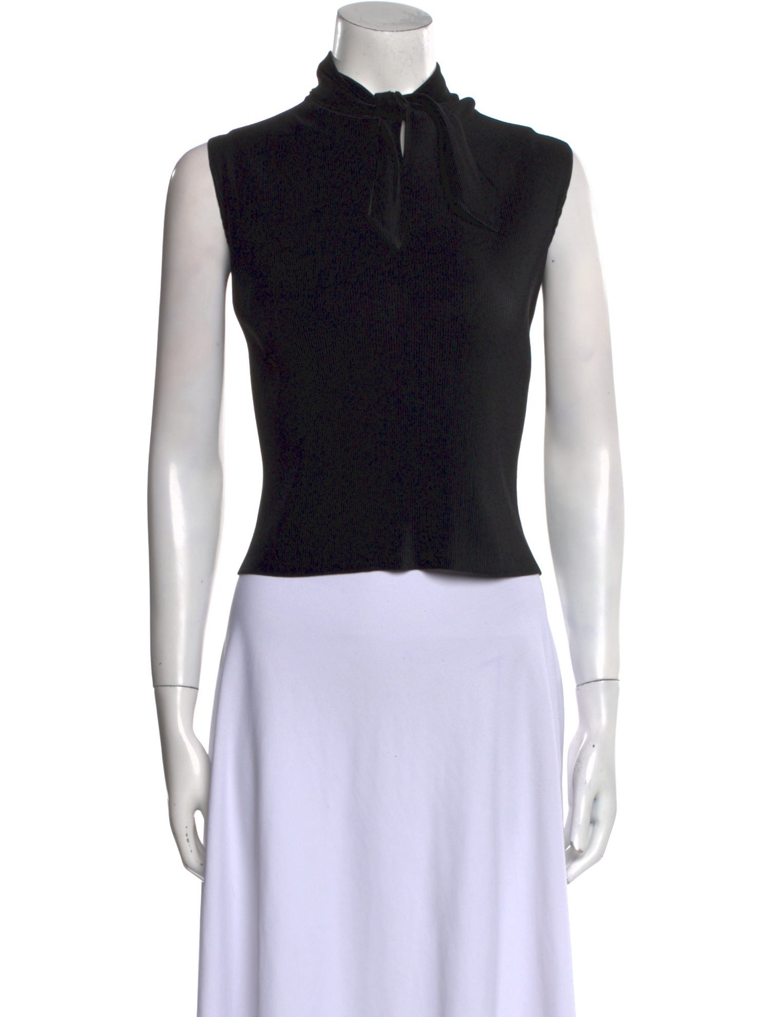 Pleats Please Issey Miyake Mock Neck Sleeveless Crop Top