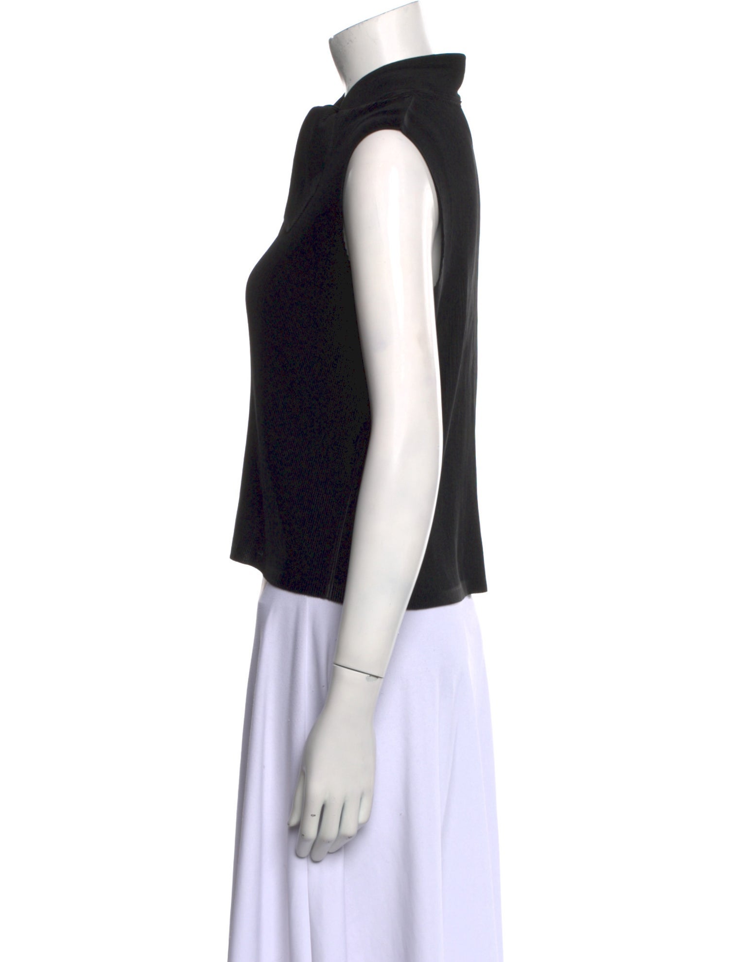 Pleats Please Issey Miyake Mock Neck Sleeveless Crop Top