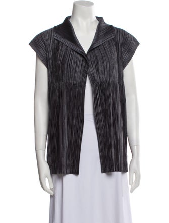 Pleats Please Issey Miyake Short Sleeve Button-Up Top