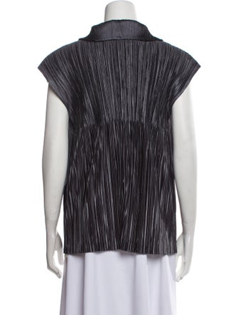 Pleats Please Issey Miyake Short Sleeve Button-Up Top