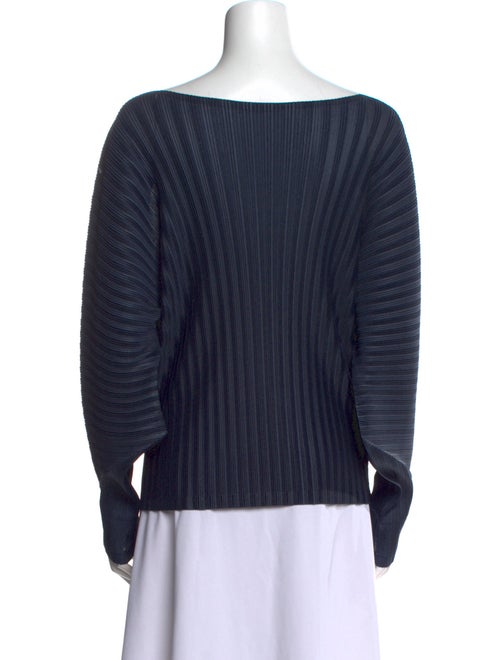 Pleats Please Issey Miyake Bateau Neckline Long Sleeve Top
