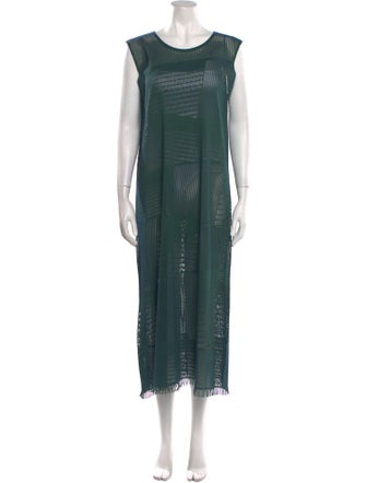 Pleats Please Issey Miyake Scoop Neck Long Dress