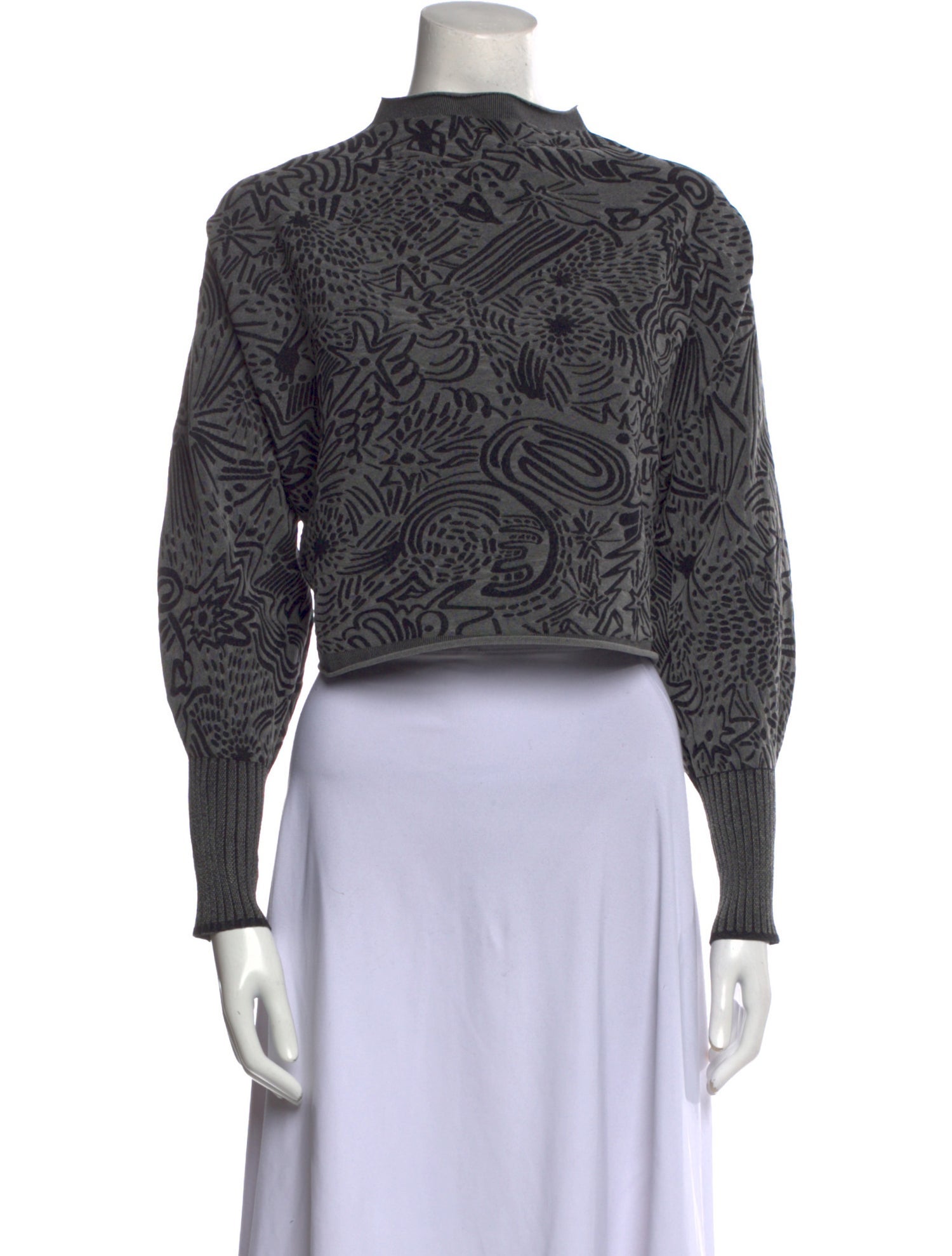 Pleats Please Issey Miyake Printed Mock Neck Sweater