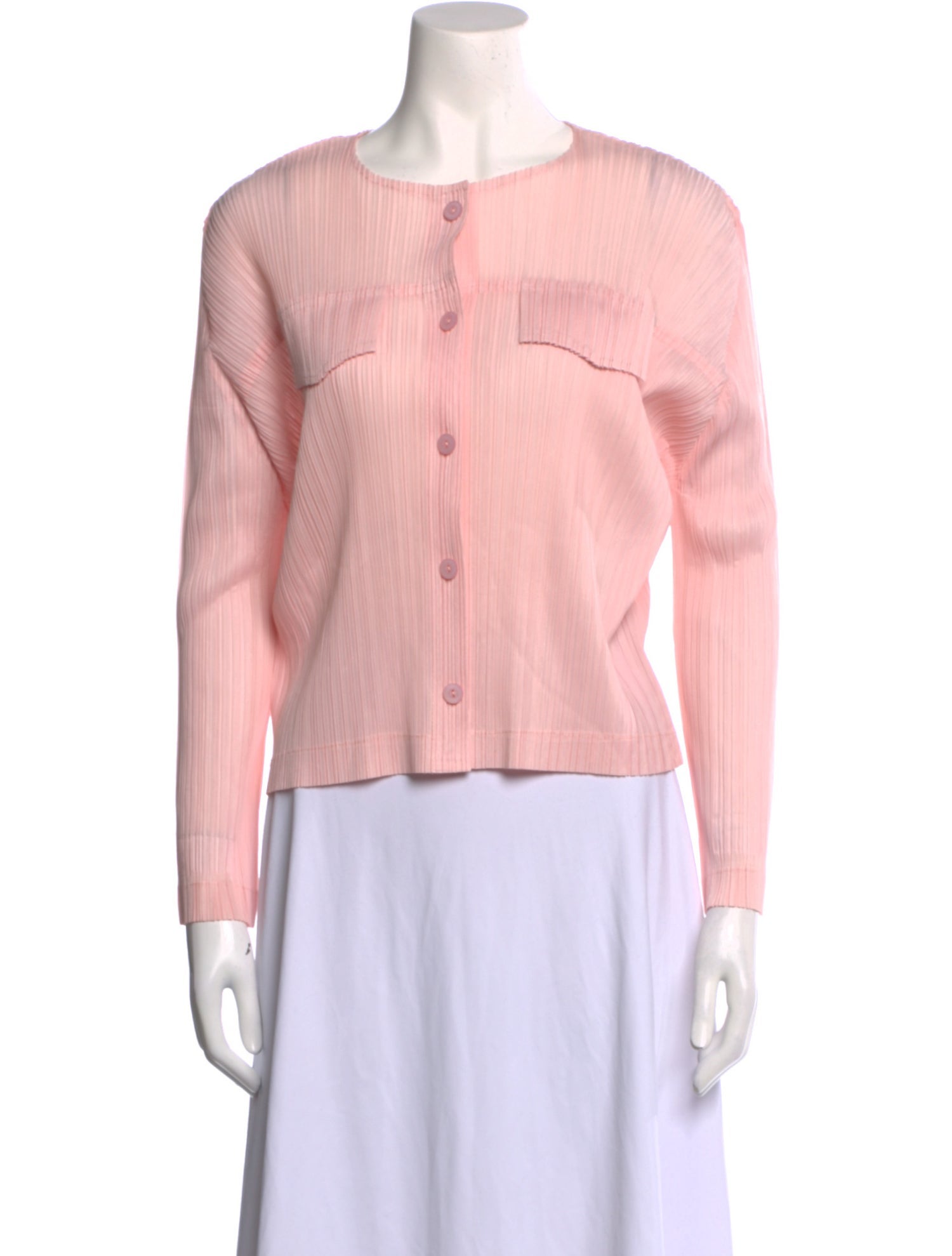 Pleats Please Issey Miyake Crew Neck Long Sleeve Blouse