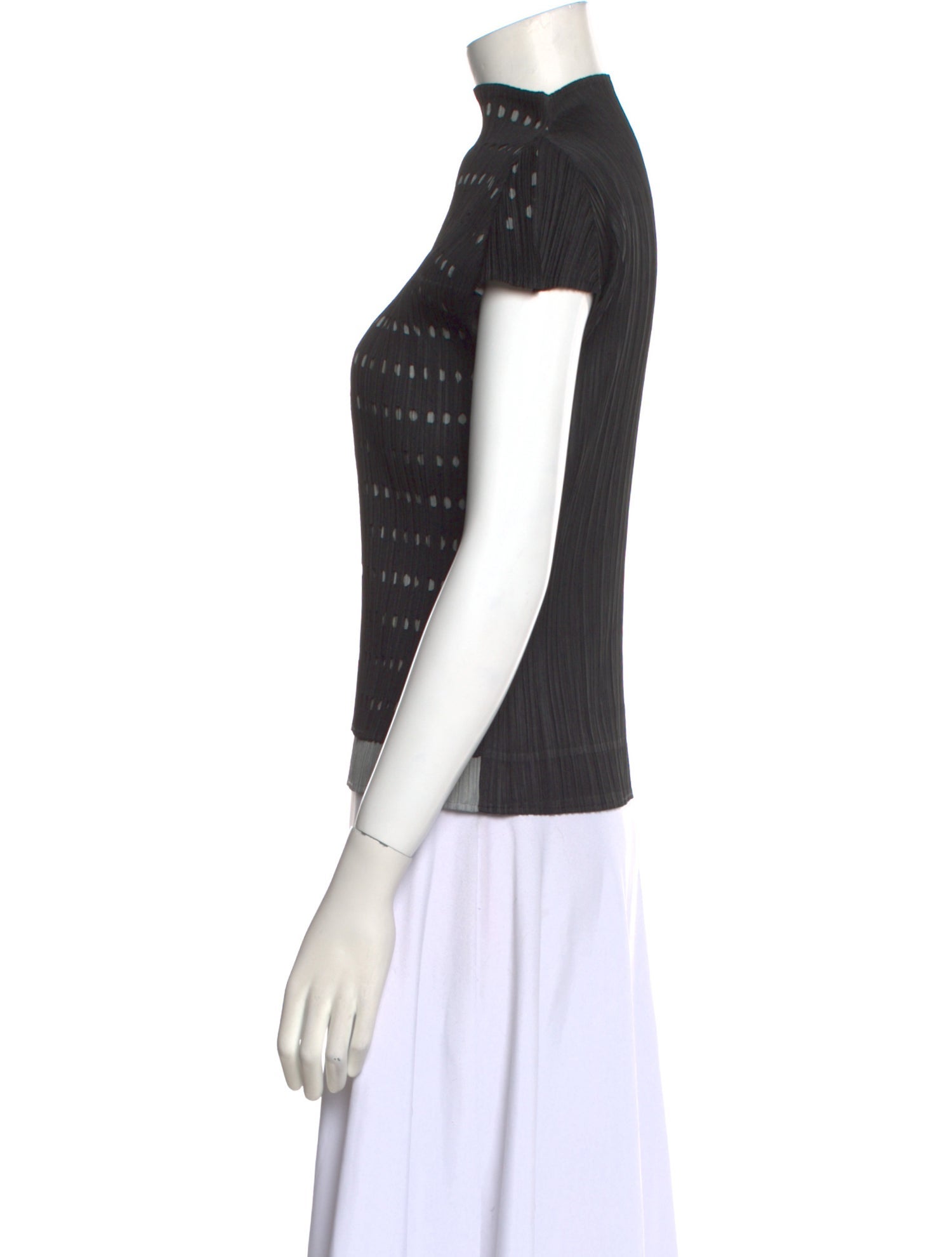 Pleats Please Issey Miyake Mock Neck Short Sleeve Top