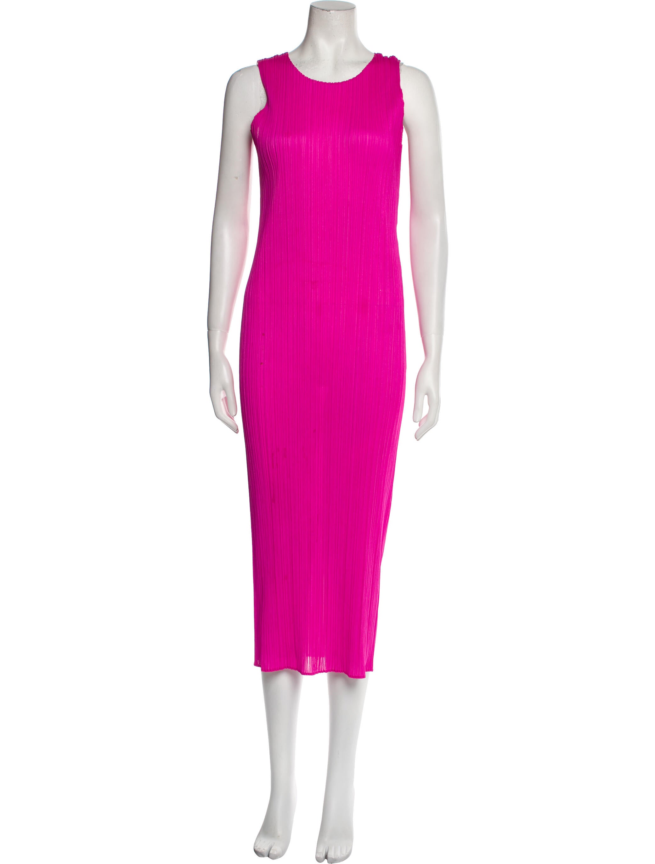 Pleats Please Issey Miyake Scoop Neck Long Dress