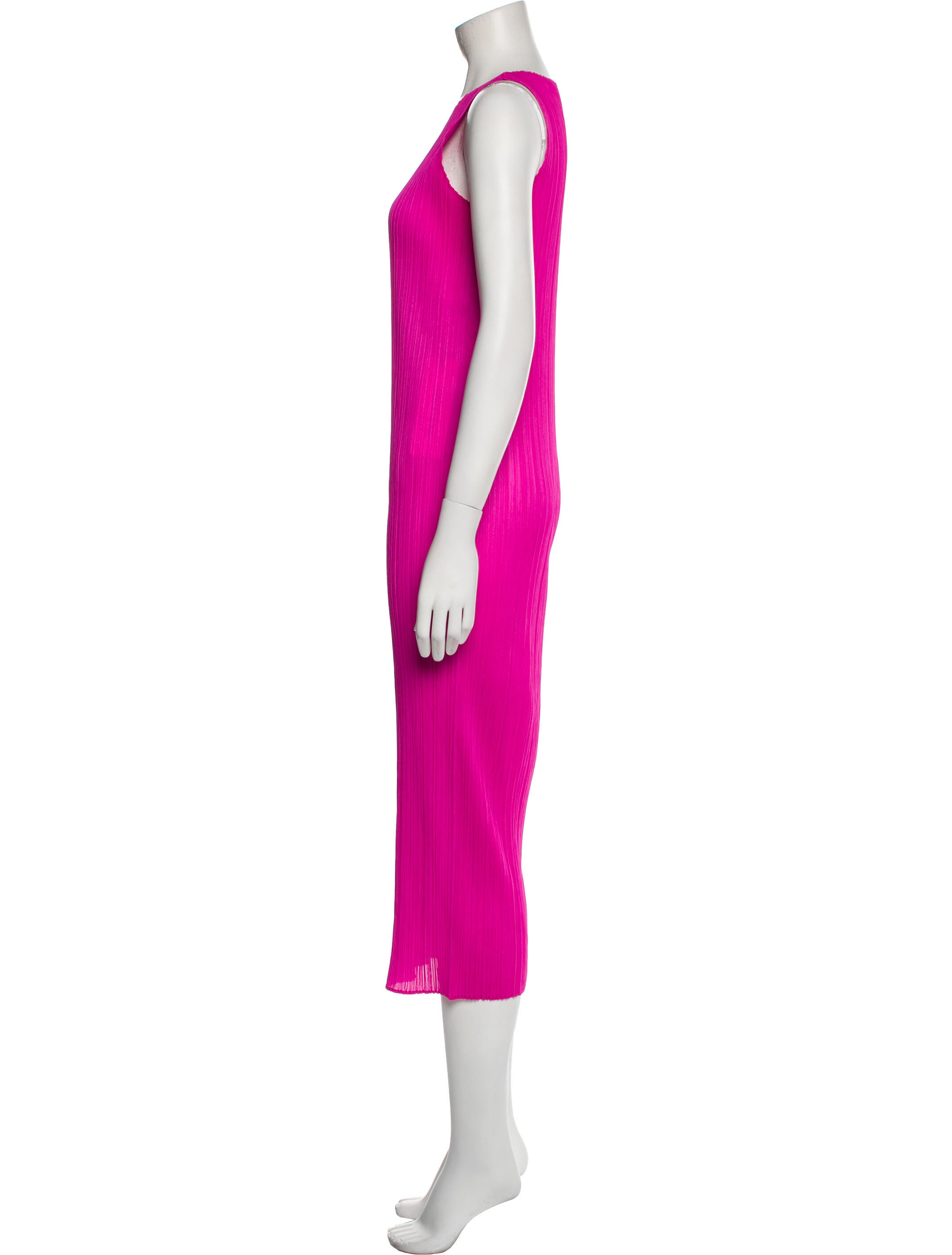 Pleats Please Issey Miyake Scoop Neck Long Dress