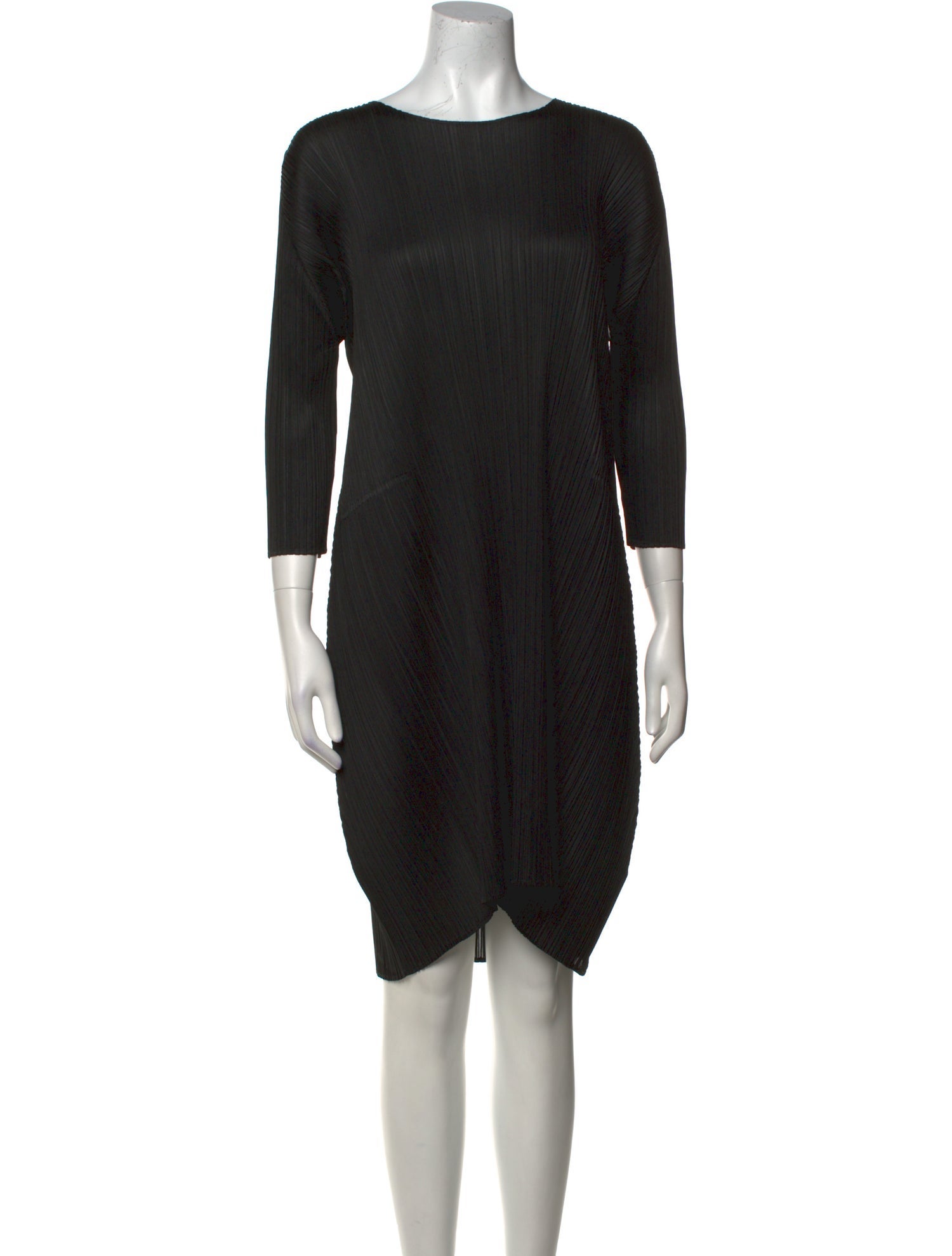 Pleats Please Issey Miyake Bateau Neckline Knee-Length Dress