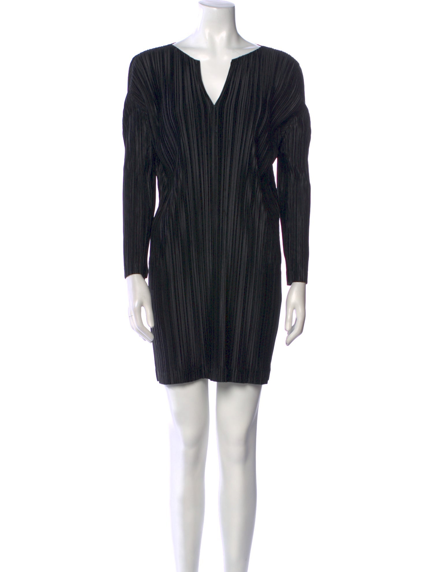 Pleats Please Issey Miyake V-Neck Mini Dress