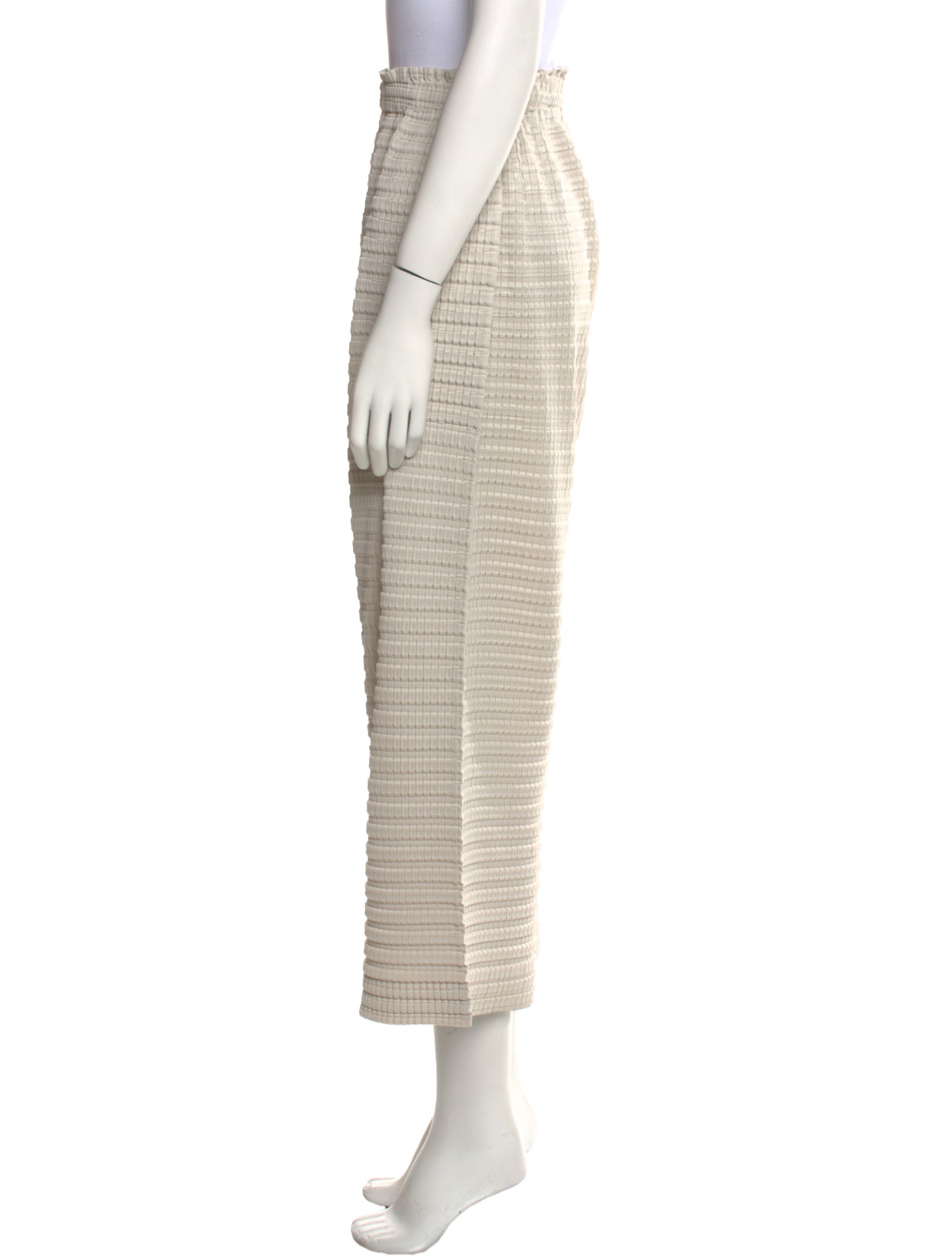 Pleats Please Issey Miyake Plaid Print Wide Leg Pants