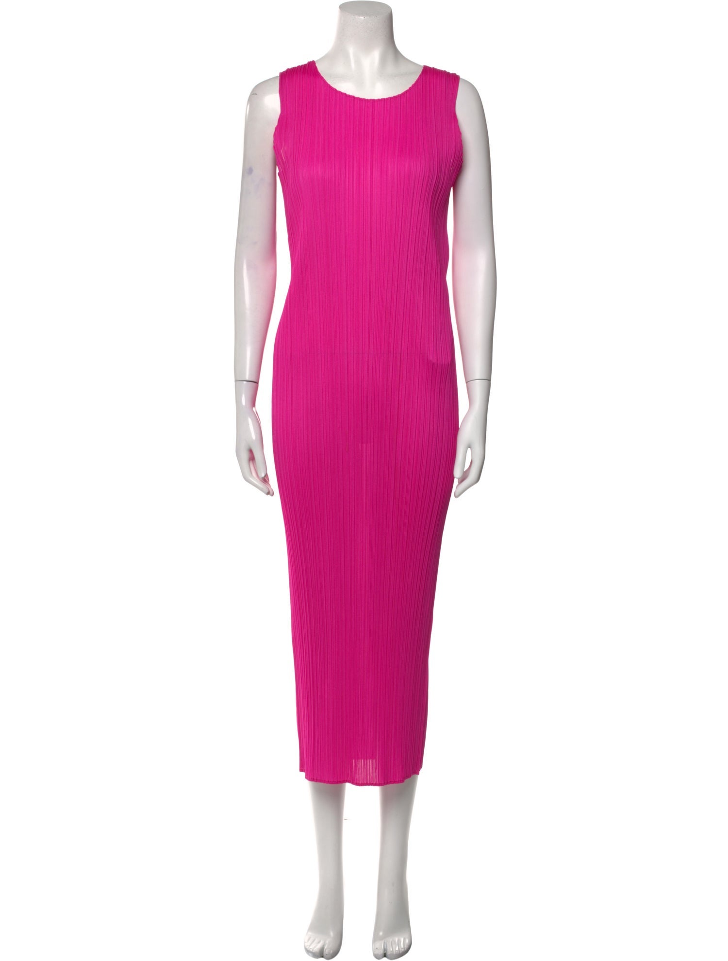 Pleats Please Issey Miyake Scoop Neck Long Dress