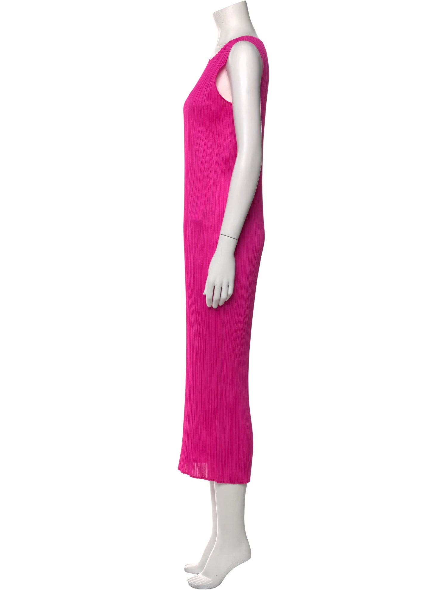 Pleats Please Issey Miyake Scoop Neck Long Dress