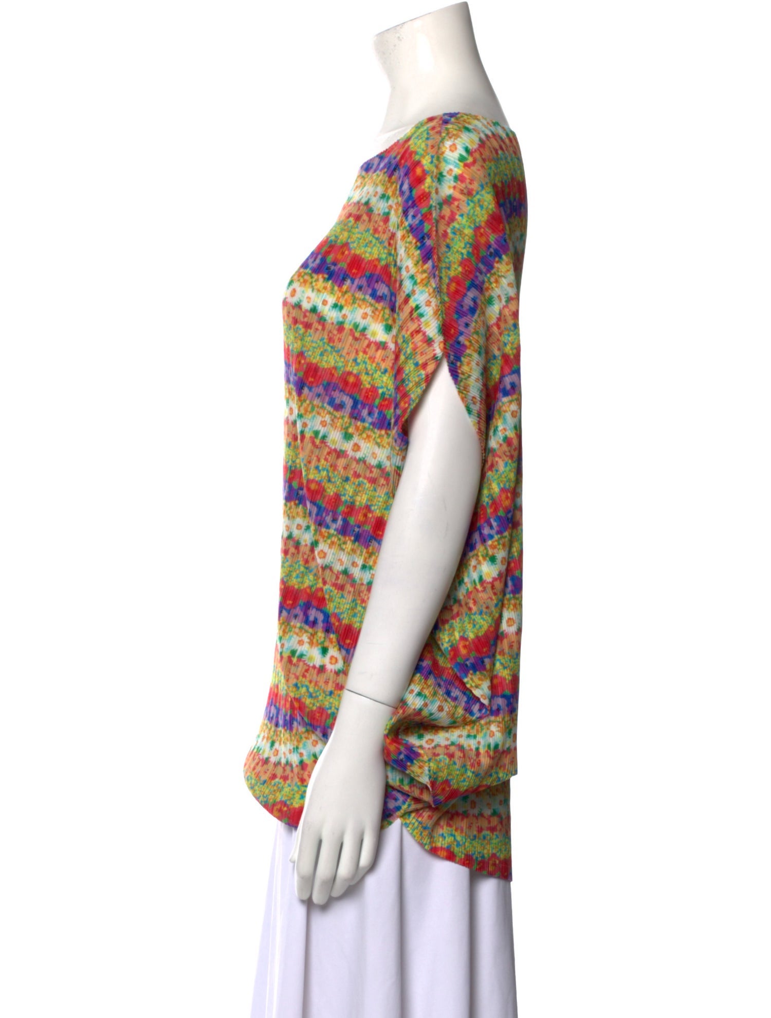 Pleats Please Issey Miyake Printed Bateau Neckline T-Shirt