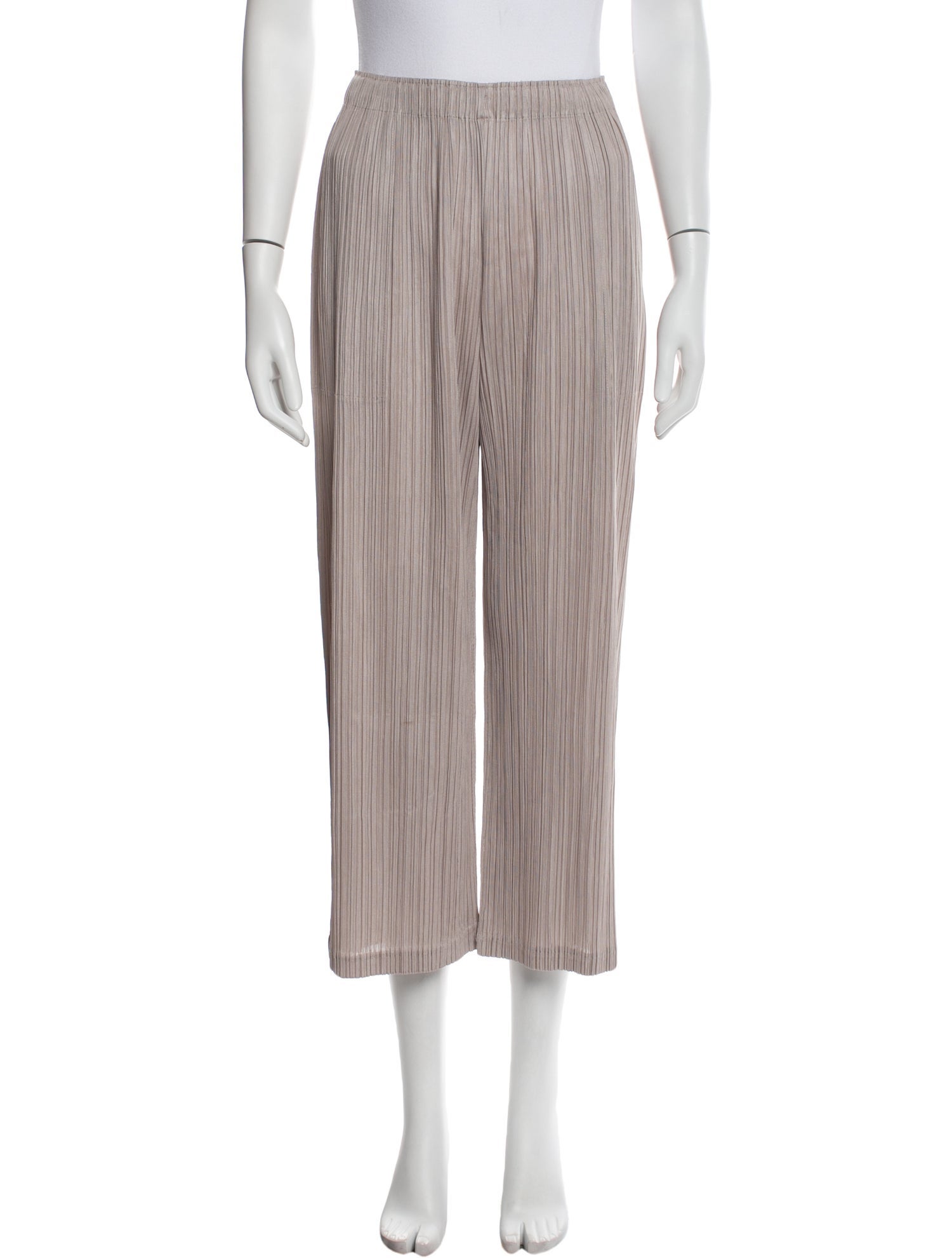Pleats Please Issey Miyake Striped Wide Leg Pants