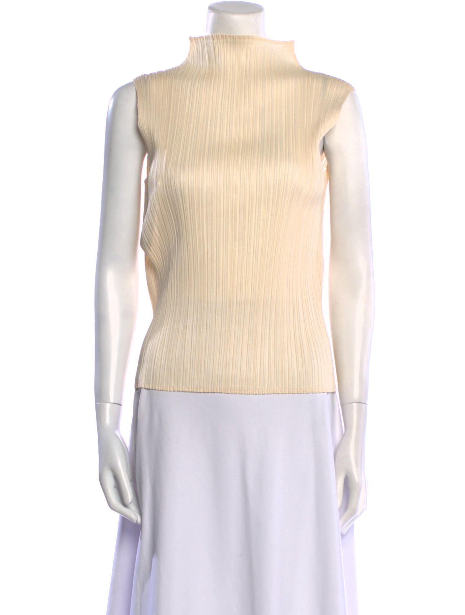 Pleats Please Issey Miyake Mock Neck Sleeveless Top