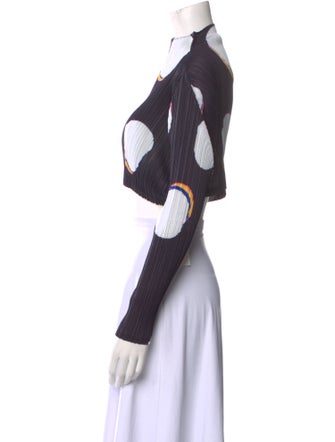Pleats Please Issey Miyake Printed Mock Neck Crop Top