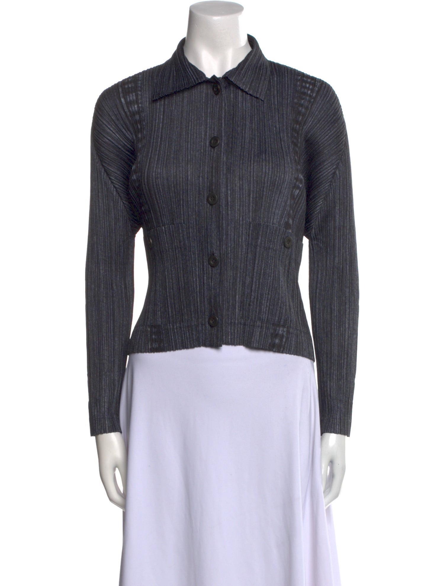 Pleats Please Issey Miyake Long Sleeve Button-Up Top