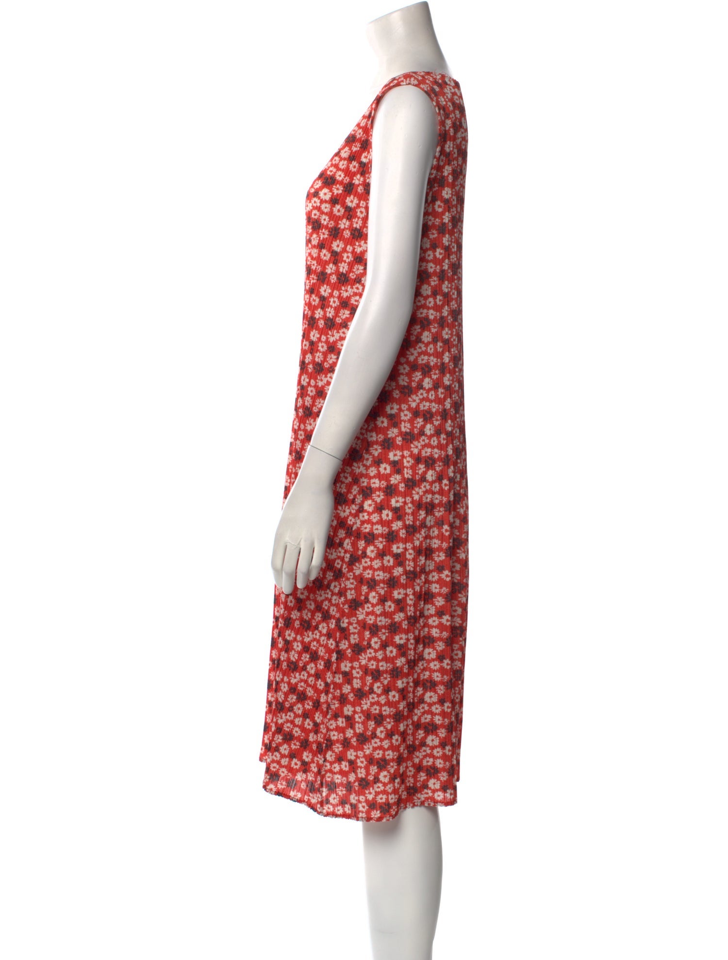 Pleats Please Issey Miyake Floral Print Midi Length Dress