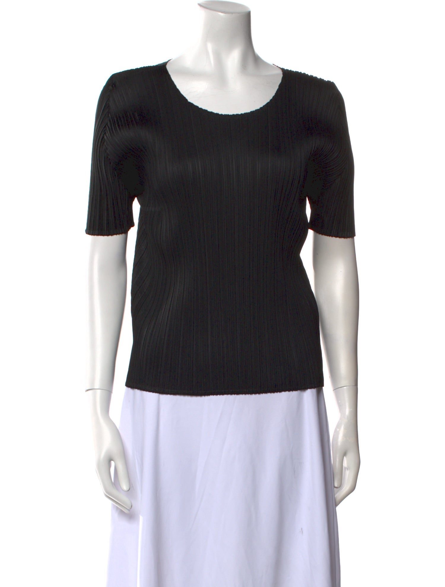 Pleats Please Issey Miyake Scoop Neck Short Sleeve T-Shirt