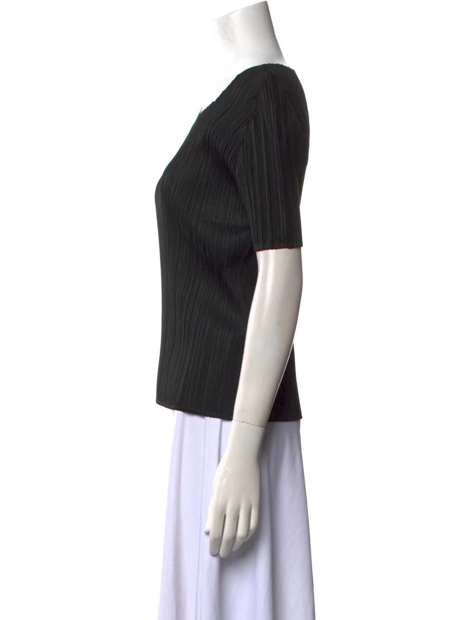 Pleats Please Issey Miyake Scoop Neck Short Sleeve T-Shirt