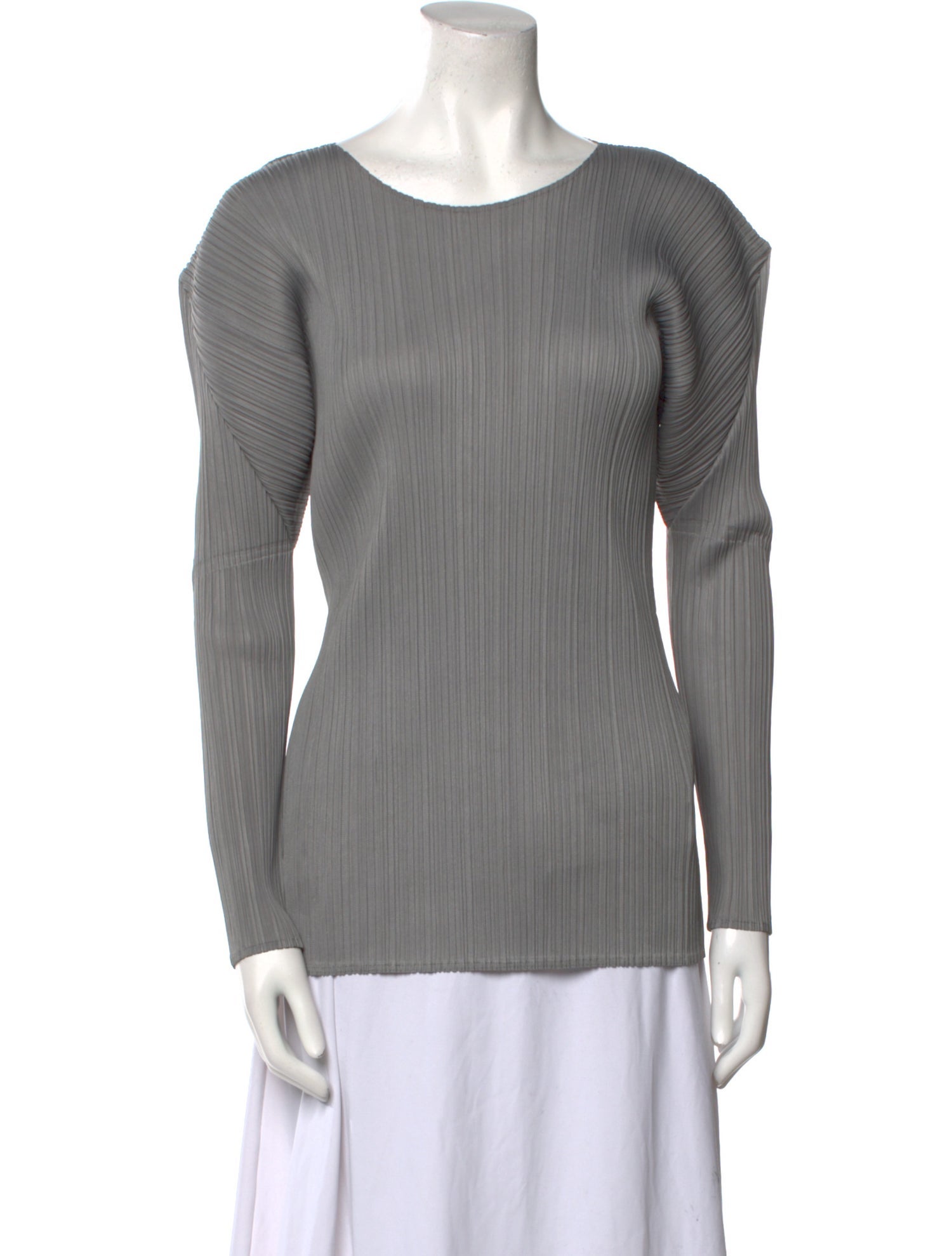 Pleats Please Issey Miyake Scoop Neck Long Sleeve Top