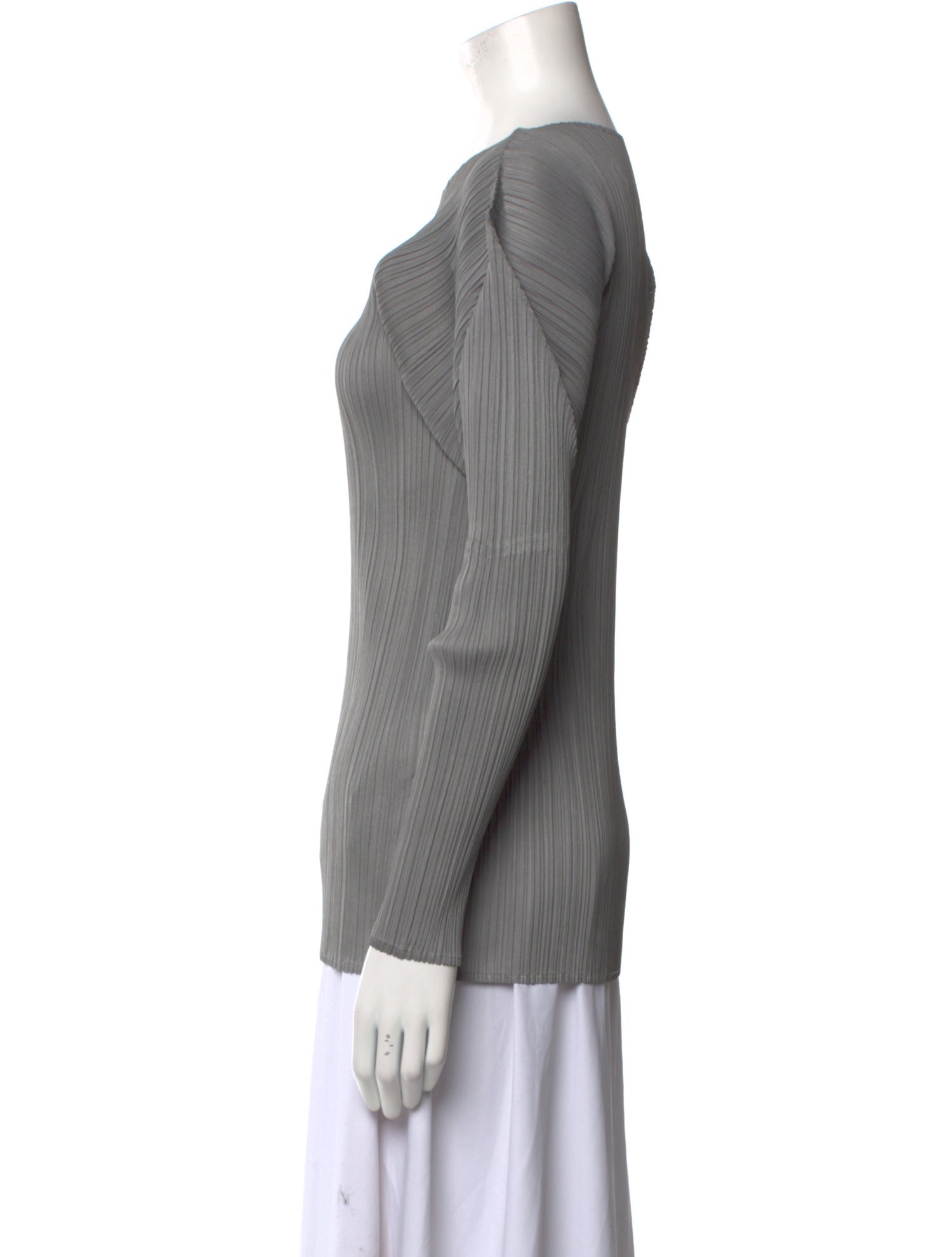 Pleats Please Issey Miyake Scoop Neck Long Sleeve Top