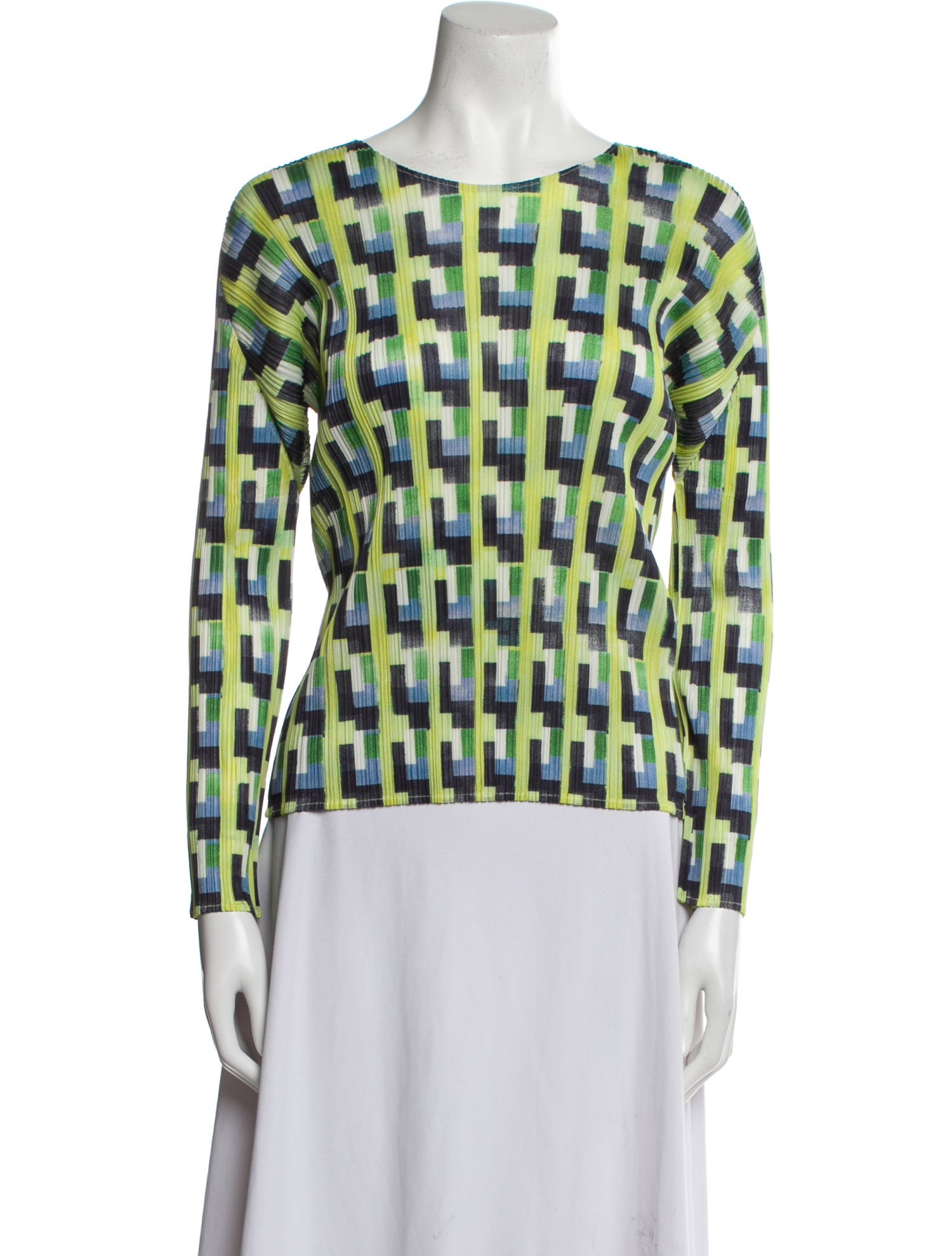 Pleats Please Issey Miyake Printed Crew Neck Top